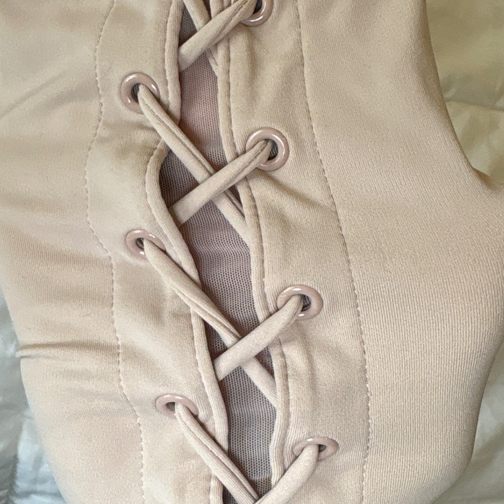 Carbon38 Women Tan Lace Up High Rise Leggings Size M Polyamide Blend Activewear - Picture 6 of 11